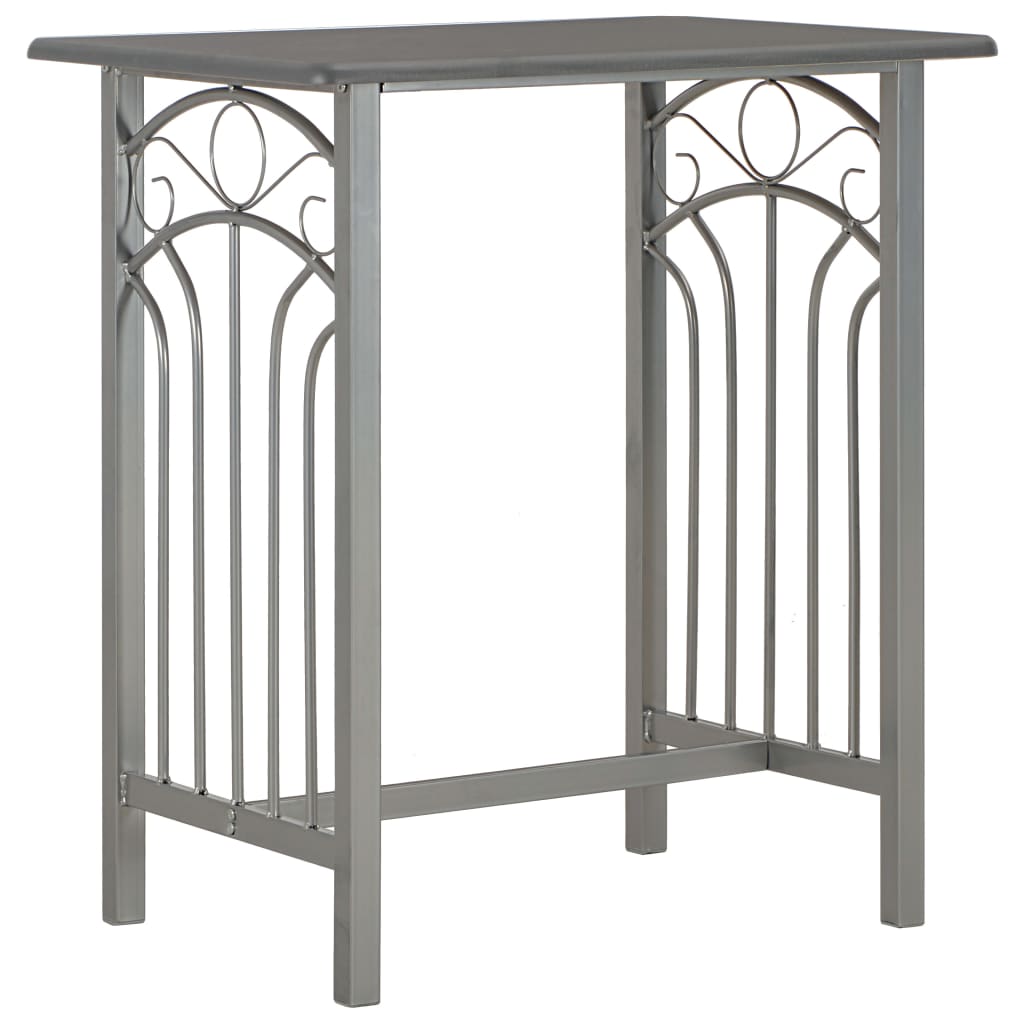 Set mobilier de bar, 3 piese, masa cu scaune, vidaXL, Gri inchis, 72,5 x 55 x 82,5 cm