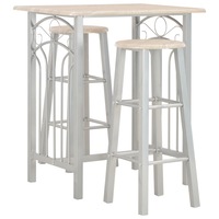 Set mobilier de bar, 3 piese, masa cu scaune, vidaXL, Gri deschis, 72,5 x 55 x 82,5 cm