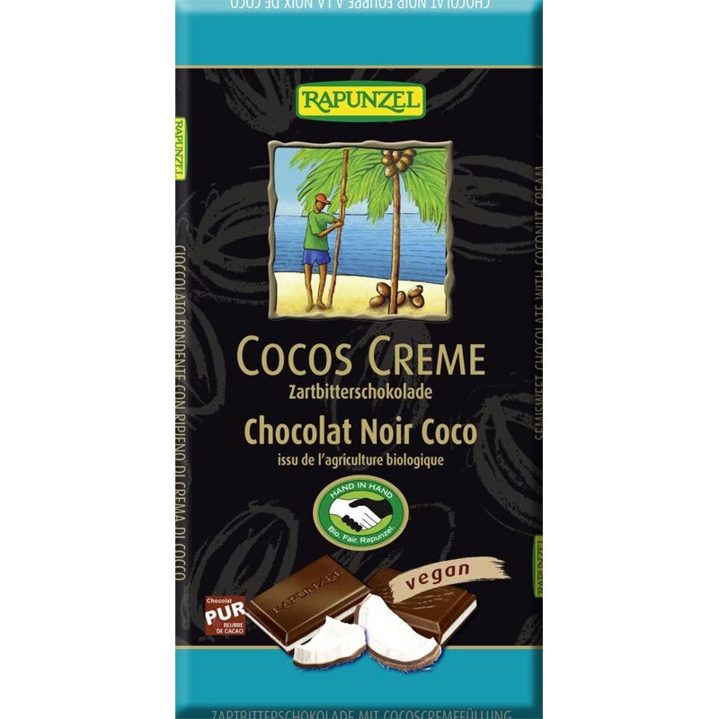 Ciocolata amaruie cu umplutura de crema de cocos VEGANA 100 g