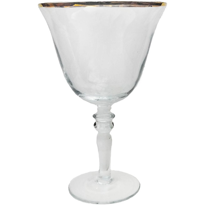 Чаша вино SmartDecor 16613, Стъкло, 220 ml, Златен кант