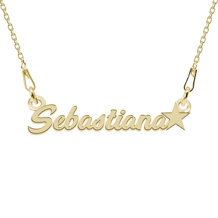 Colier Argint, Steluta, Nume Sebastiana, 45 cm