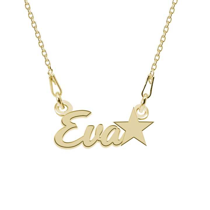 Colier Argint, Steluta, Nume Eva, 45 cm