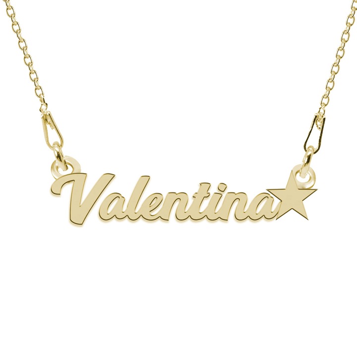Colier Argint, Steluta, Nume Valentina, 45 cm
