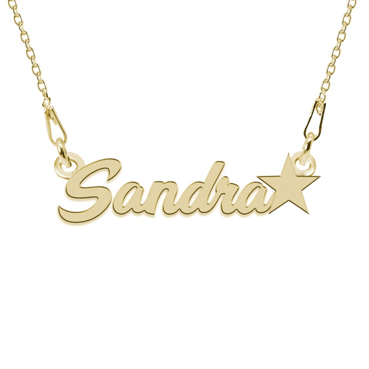 Colier Argint, Steluta, Nume Sandra, 45 cm
