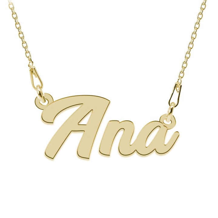 Colier Argint 925, Placat cu Aur 24K, Nume Ana, 45 cm