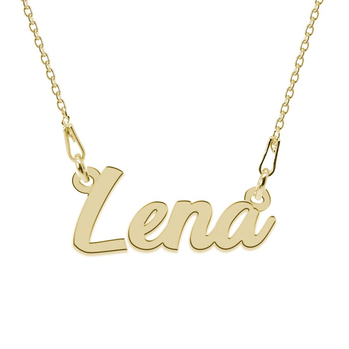 Colier Argint 925, Placat cu Aur 24K, Nume Lena, 45 cm