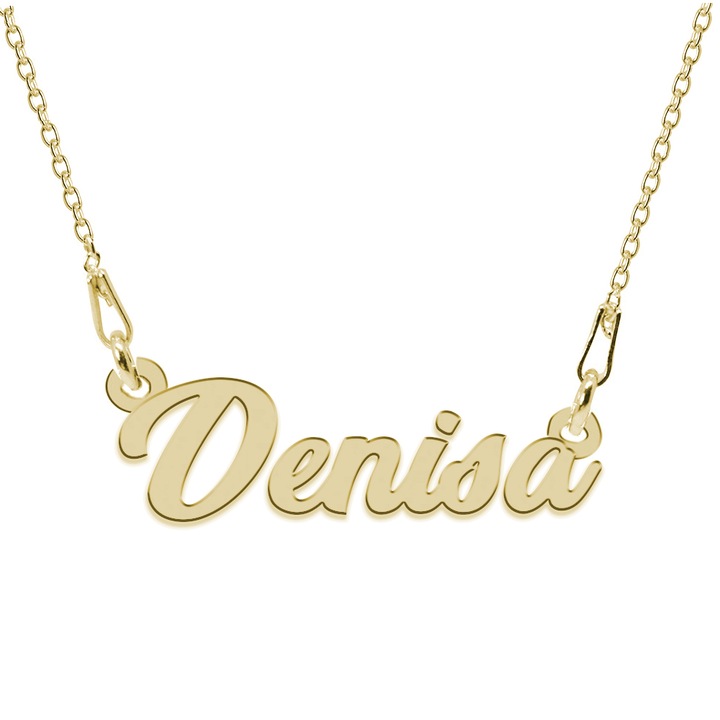 Colier Argint 925, Placat cu Aur 24K, Nume Denisa, 45 cm