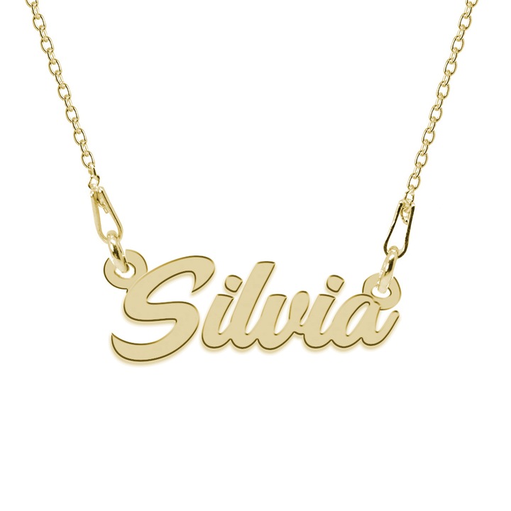 Colier Argint 925, Placat cu Aur 24K, Nume Silvia, 45 cm
