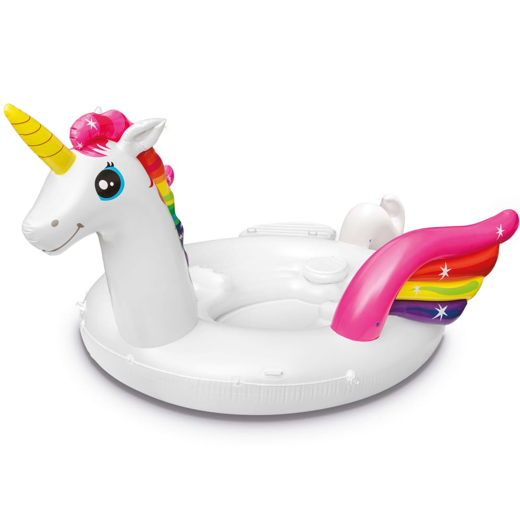 Saltea de piscina cu model unicorn, Intex, Vinil, 503 x 335 x 173 cm, Multicolour