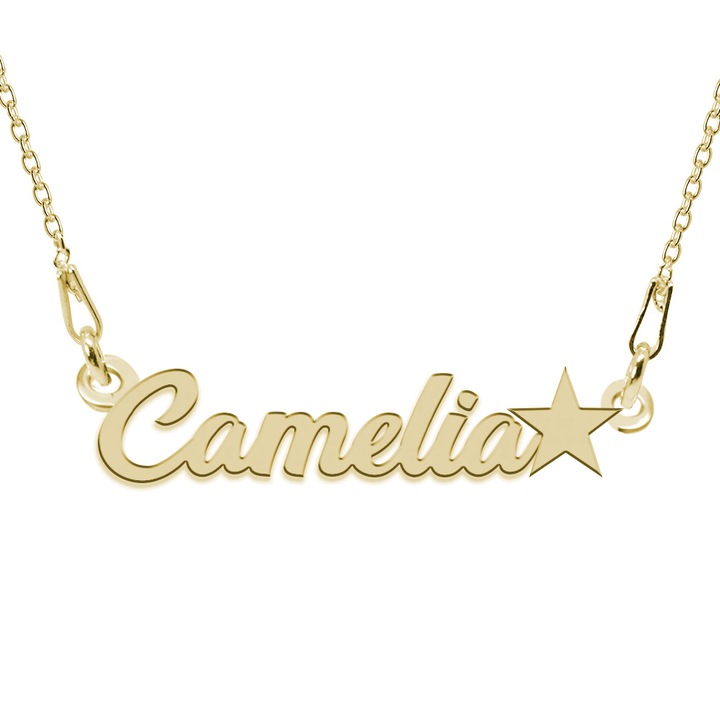 Colier Argint 925, Placat cu Aur 24K, Steluta, Nume Camelia, 45 cm