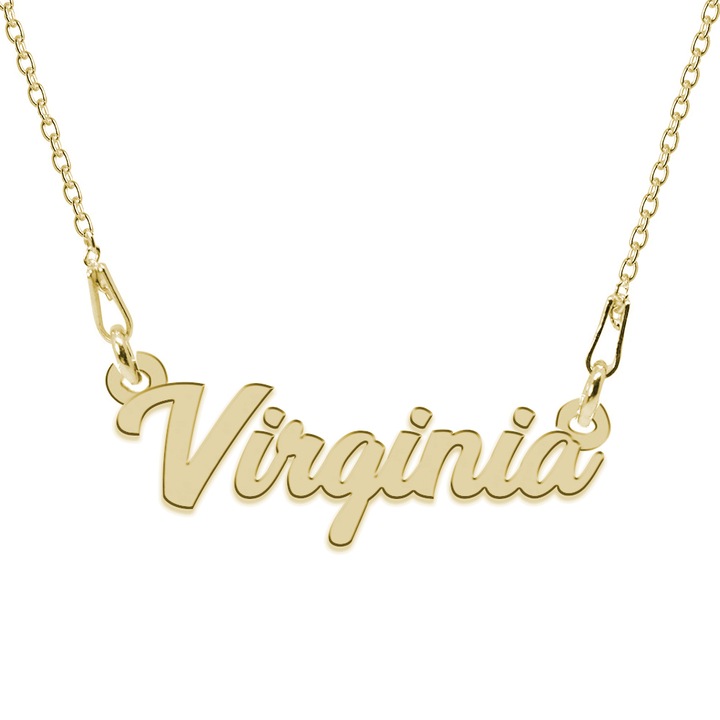 Colier Argint 925, Placat cu Aur 24K, Nume Virginia, 45 cm