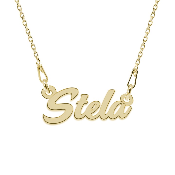 Colier Argint 925, Placat cu Aur 24K, Nume Stela, 45 cm