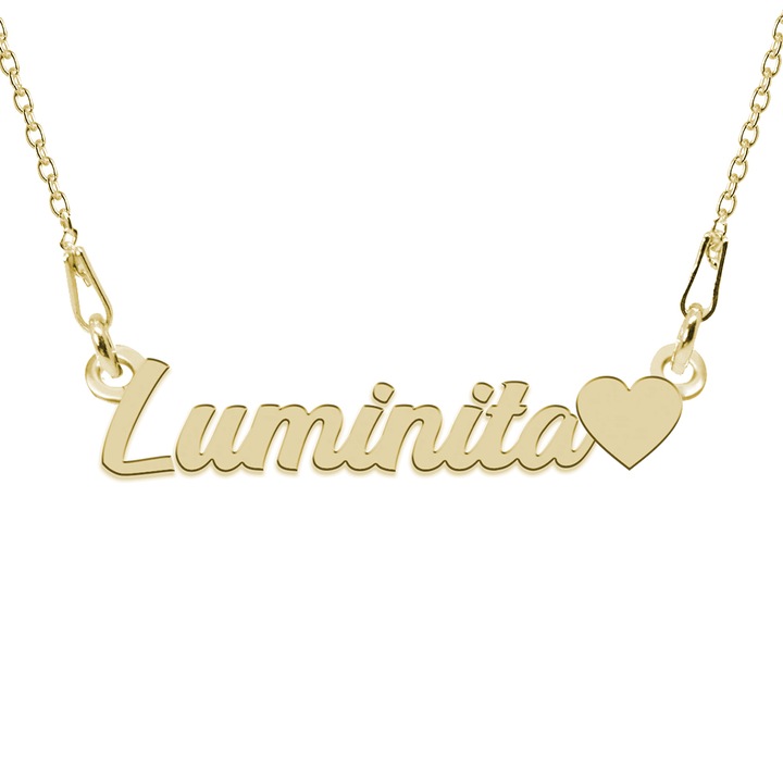 Colier Argint, Inimioara, Nume Luminita, 45 cm