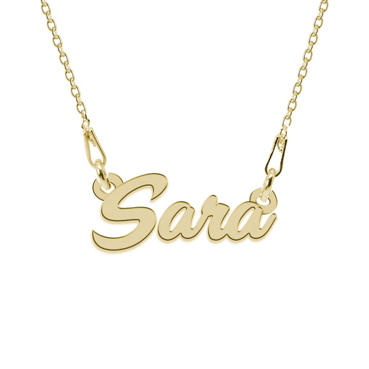 Colier Argint 925, Placat cu Aur 24K, Nume Sara, 45 cm