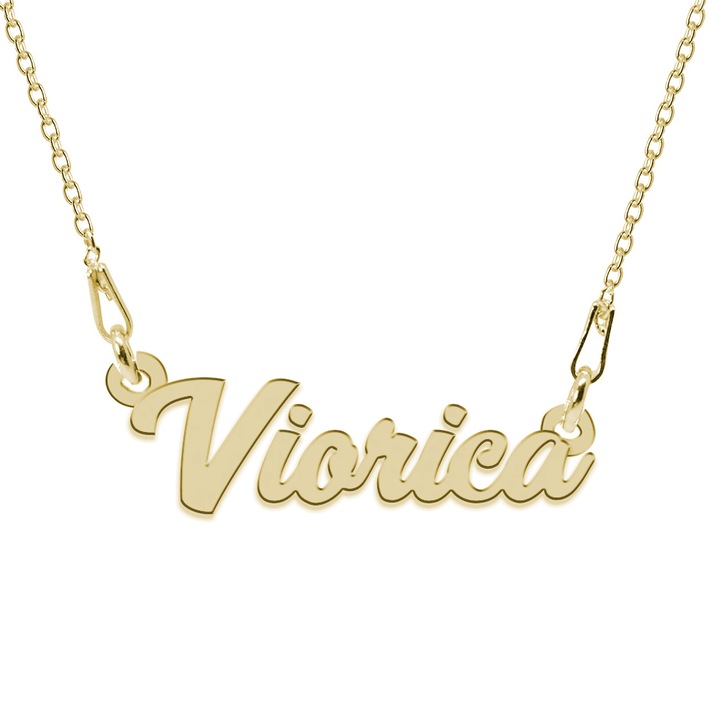 Colier Argint 925, Placat cu Aur 24K, Nume Viorica, 45 cm