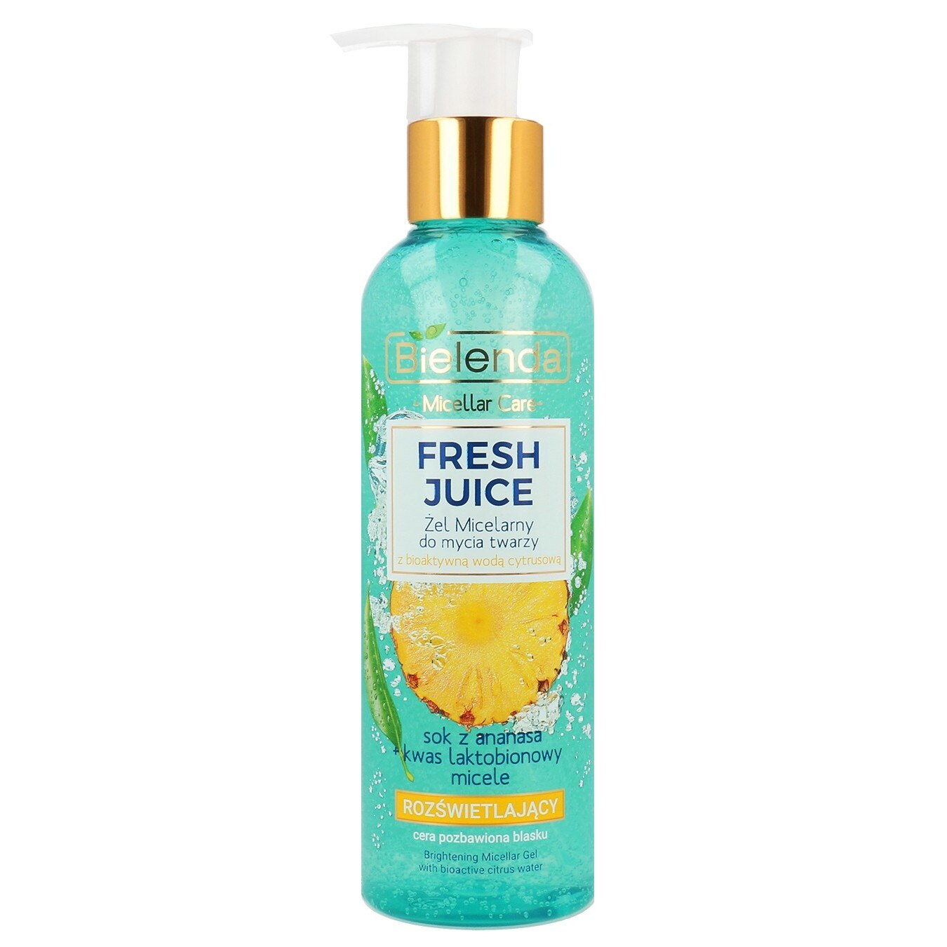 Gel micelar iluminant pentru curatarea tenului, cu citrice si ananas Bielenda Fresh Juice, 190 g