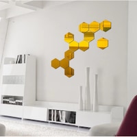 Set Oglinzi Design Hexagon - Oglinzi Decorative Acrilice Gold - MyStyle Luxury Home 12 bucati/set