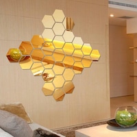SET Oglinzi Decorative Acrilice Design Hexagon Gold - MyStyle Luxury Home 24 bucati/set