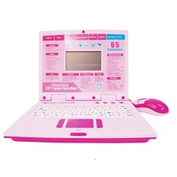 Laptop interactiv pentru copii- Primul meu calculator, 65 functii, Limba Engleza-Franceza, ROZ
