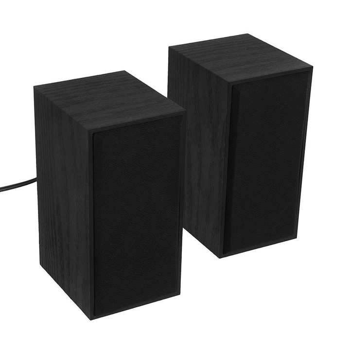 Boxe 2.0 Tellur Basic, 6W, Lemn, Alimentare USB, Negru