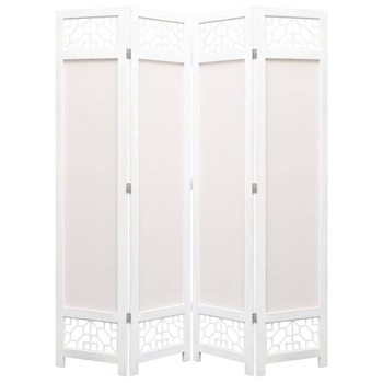 Paravan de camera 4 panouri, vidaXL, Textil, 140 x 165 cm, Crem Paravan de camera 4 panouri, vidaXL, Textil, 140 x 165 cm, Crem
