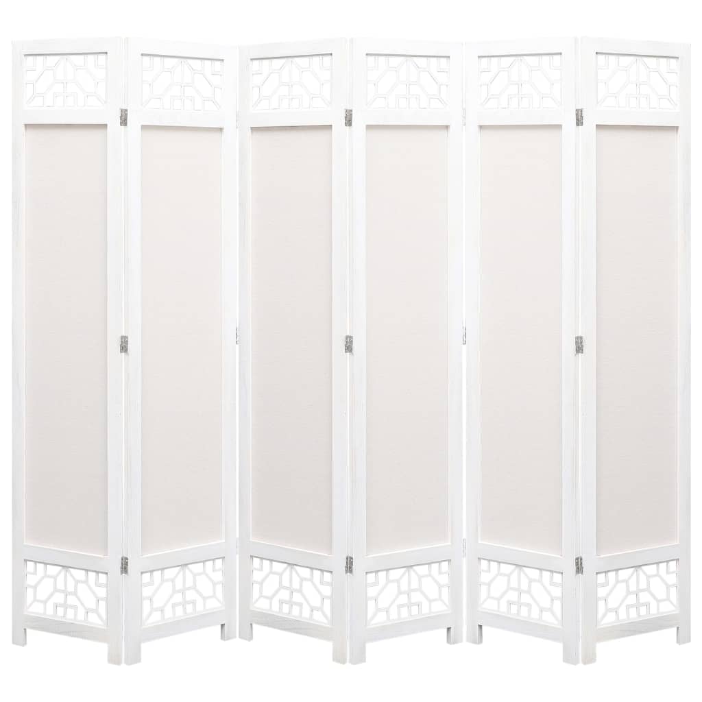 Paravan de camera 6 panouri, vidaXL, Textil, 210 x 165 cm, Crem
