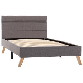 Pat dublu cu LED, vidaXL, Textil, 100 x 200 cm, Gri deschis Pat dublu cu LED, vidaXL, Textil, 100 x 200 cm, Gri deschis