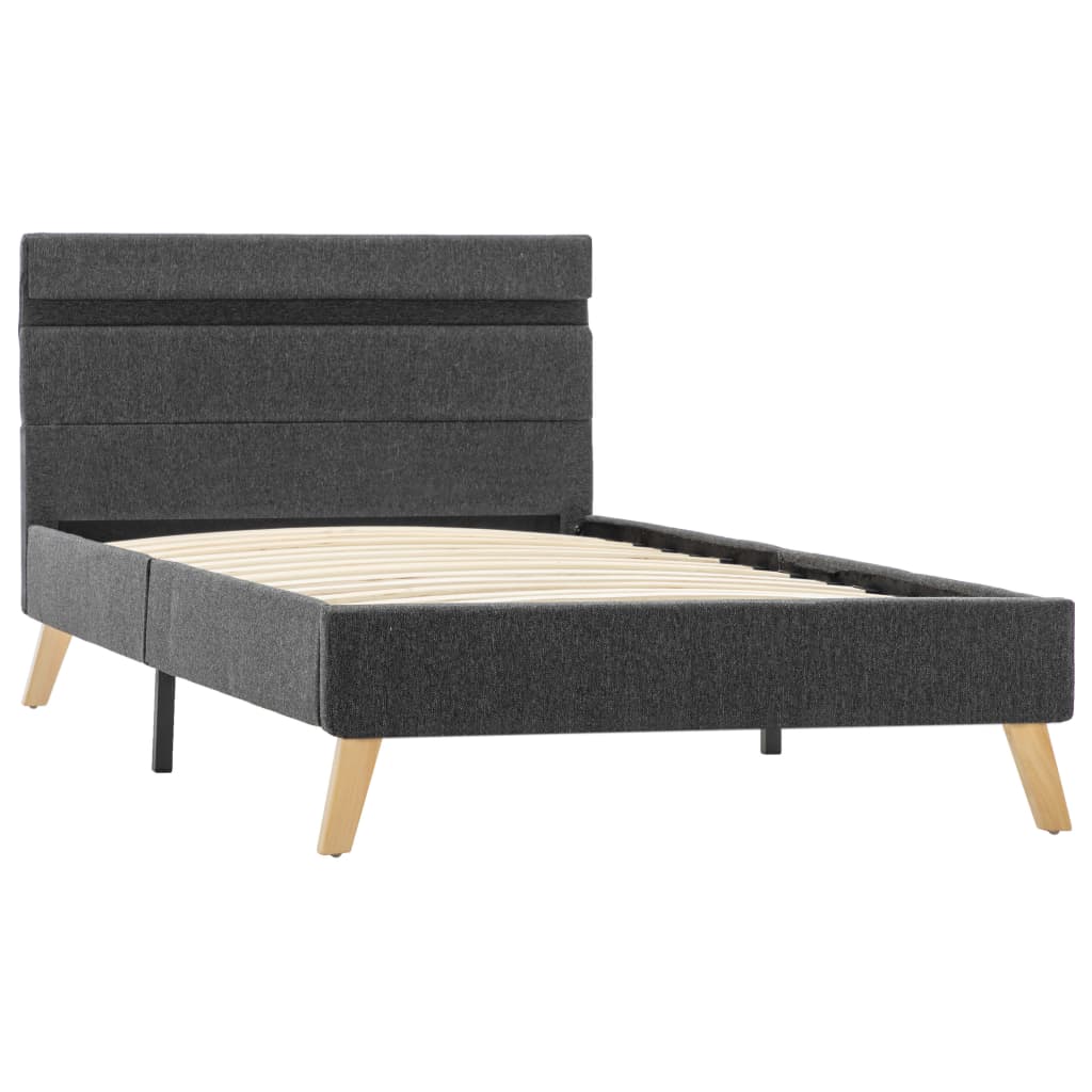 Pat dublu cu LED, vidaXL, Textil, 100 x 200 cm, Gri inchis