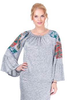 Bluza jerse gri pictat Liza Panait R-2010E Bluza jerse gri pictat Liza Panait R-2010E