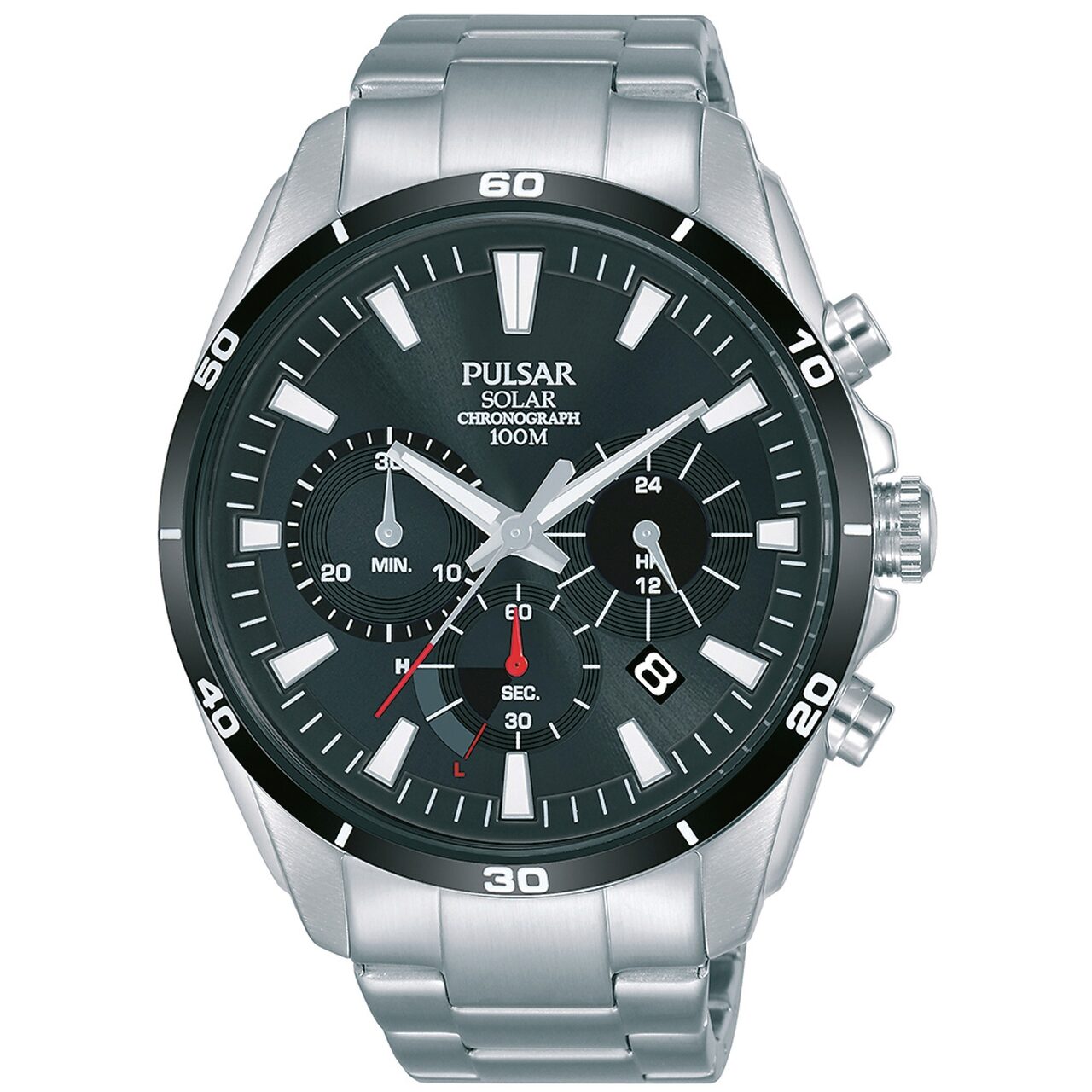 Ceas barbatesc Pulsar PZ5059X1 Chrono Solar 44mm, 10ATM, Argintiu