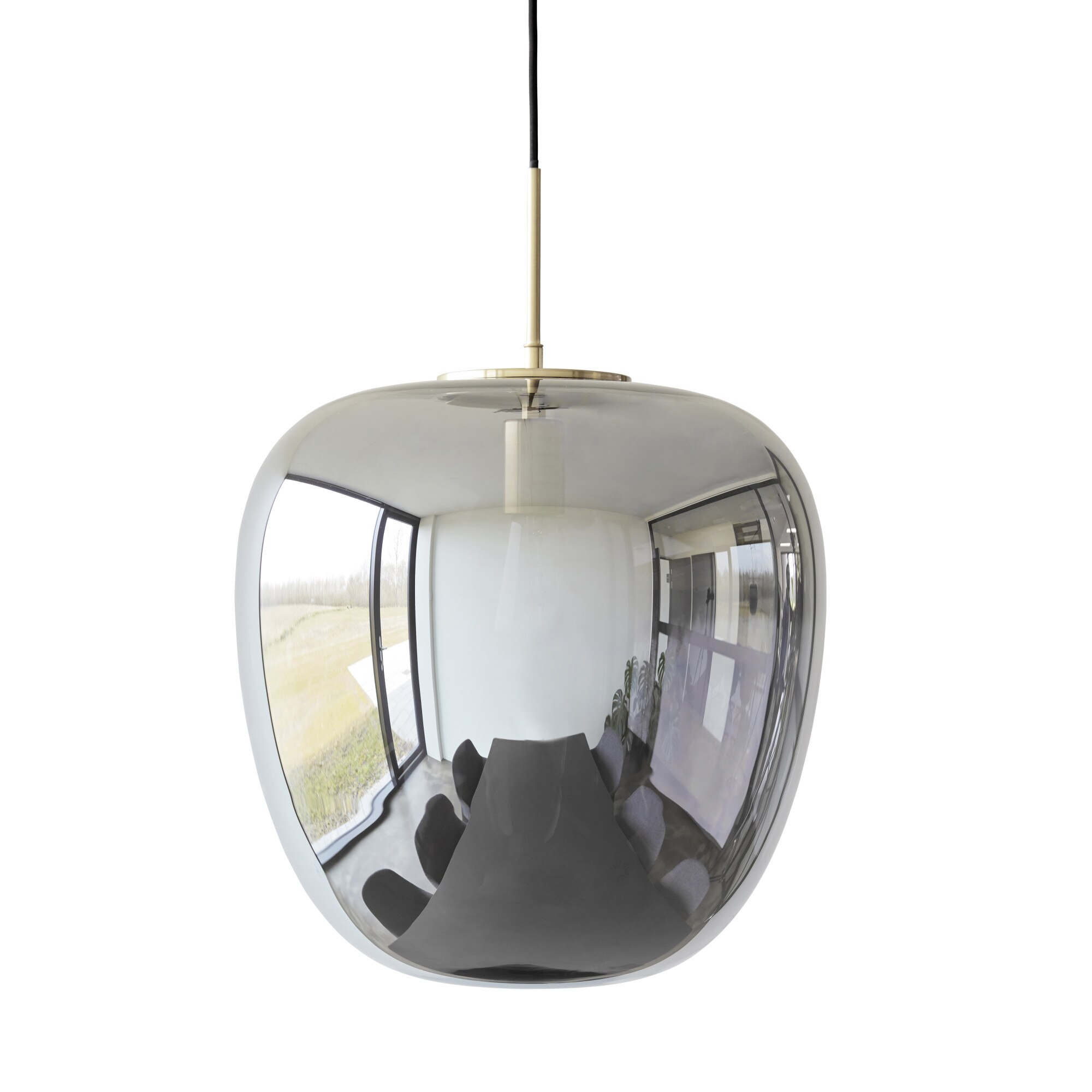 Lustra din sticla gri si alama 40x40 cm hubsch, E27, 15W