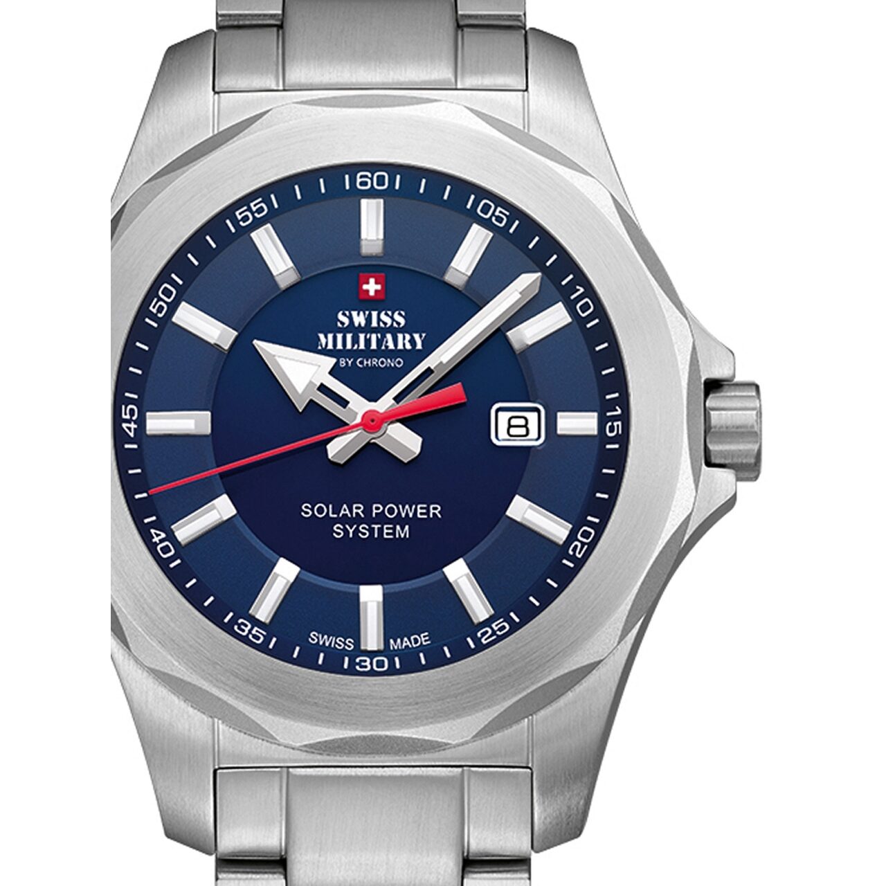 Ceas barbatesc Swiss Military SMS34073.02 Solar, 42mm, 10ATM, Argintiu