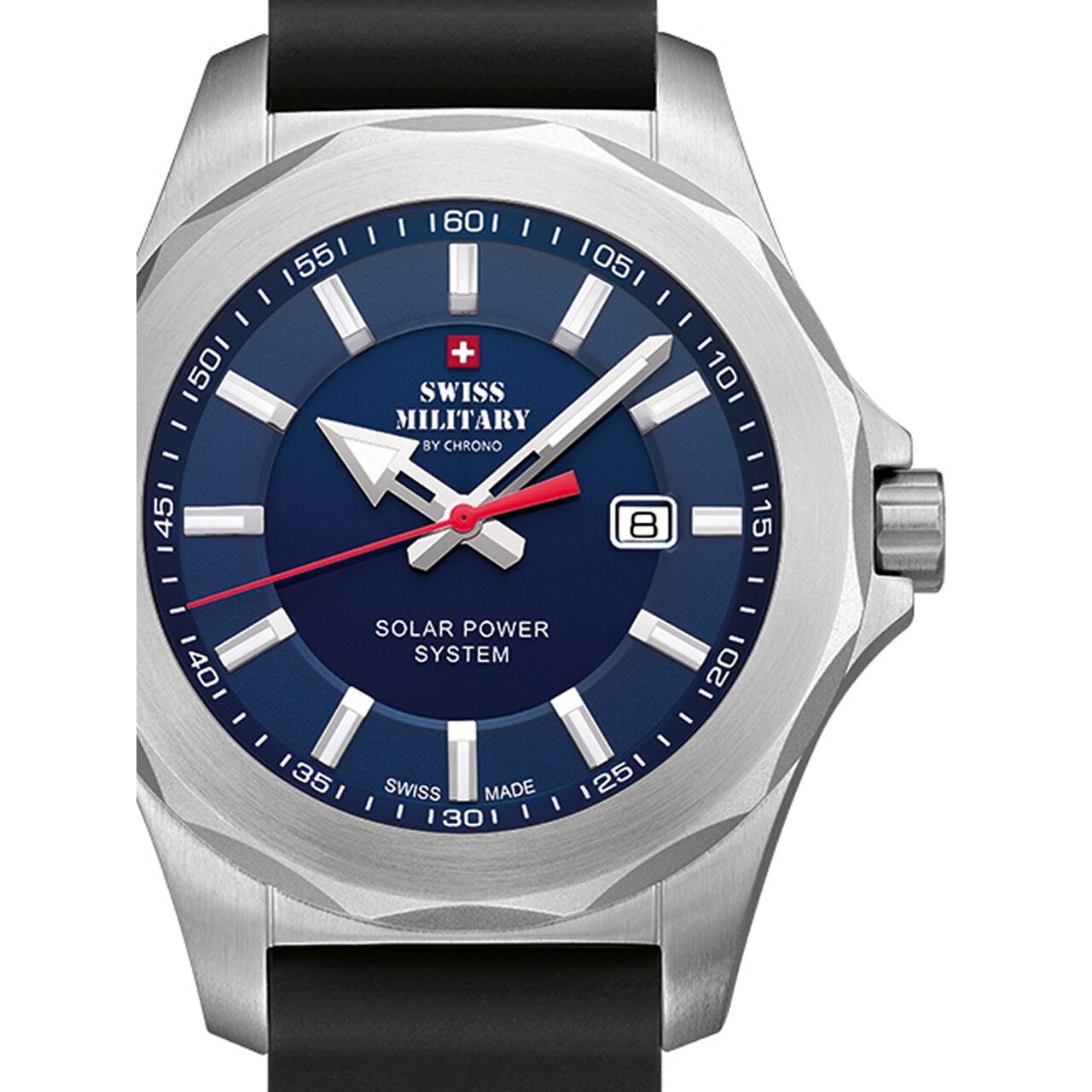 Ceas barbatesc Swiss Military SMS34073.08 Solar Curea Silicon 42mm, 10ATM, Argintiu