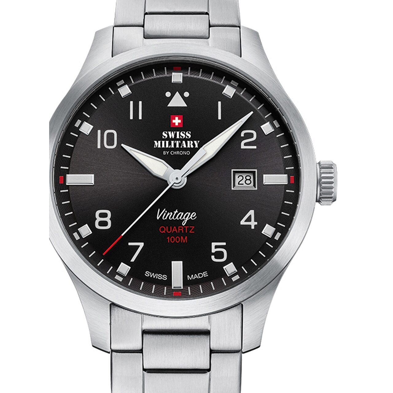 Ceas barbatesc Swiss Military SM34078.01, 43mm, 10ATM, Argintiu