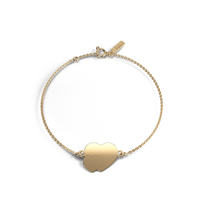 Bratara din aur galben 14K Double Heart