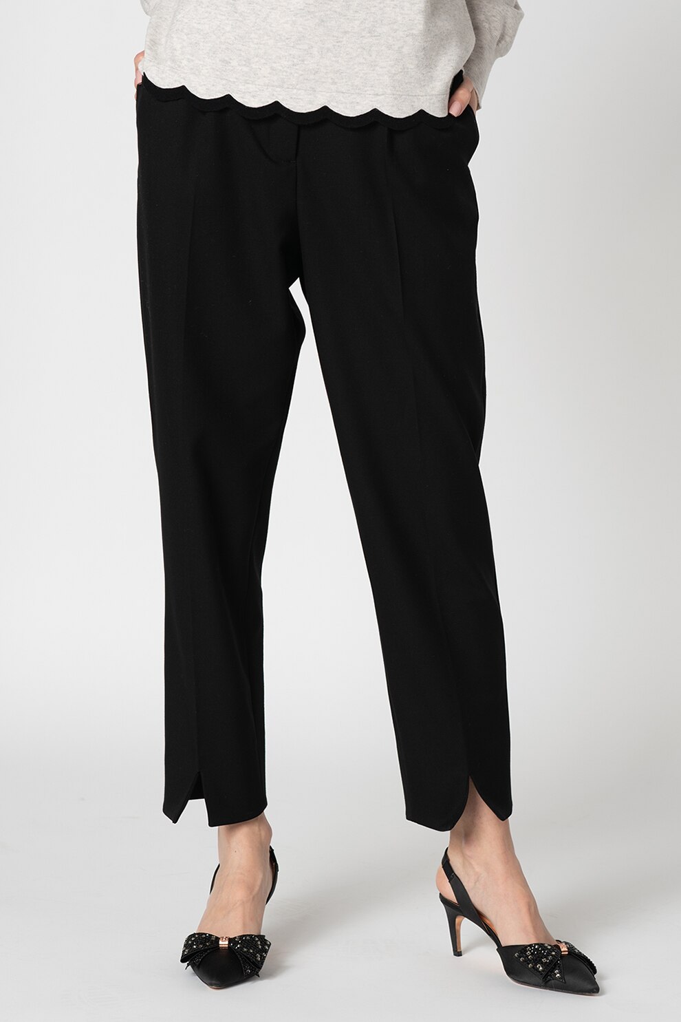 Ted Baker, Pantaloni crop cu croiala conica Starme, Negru