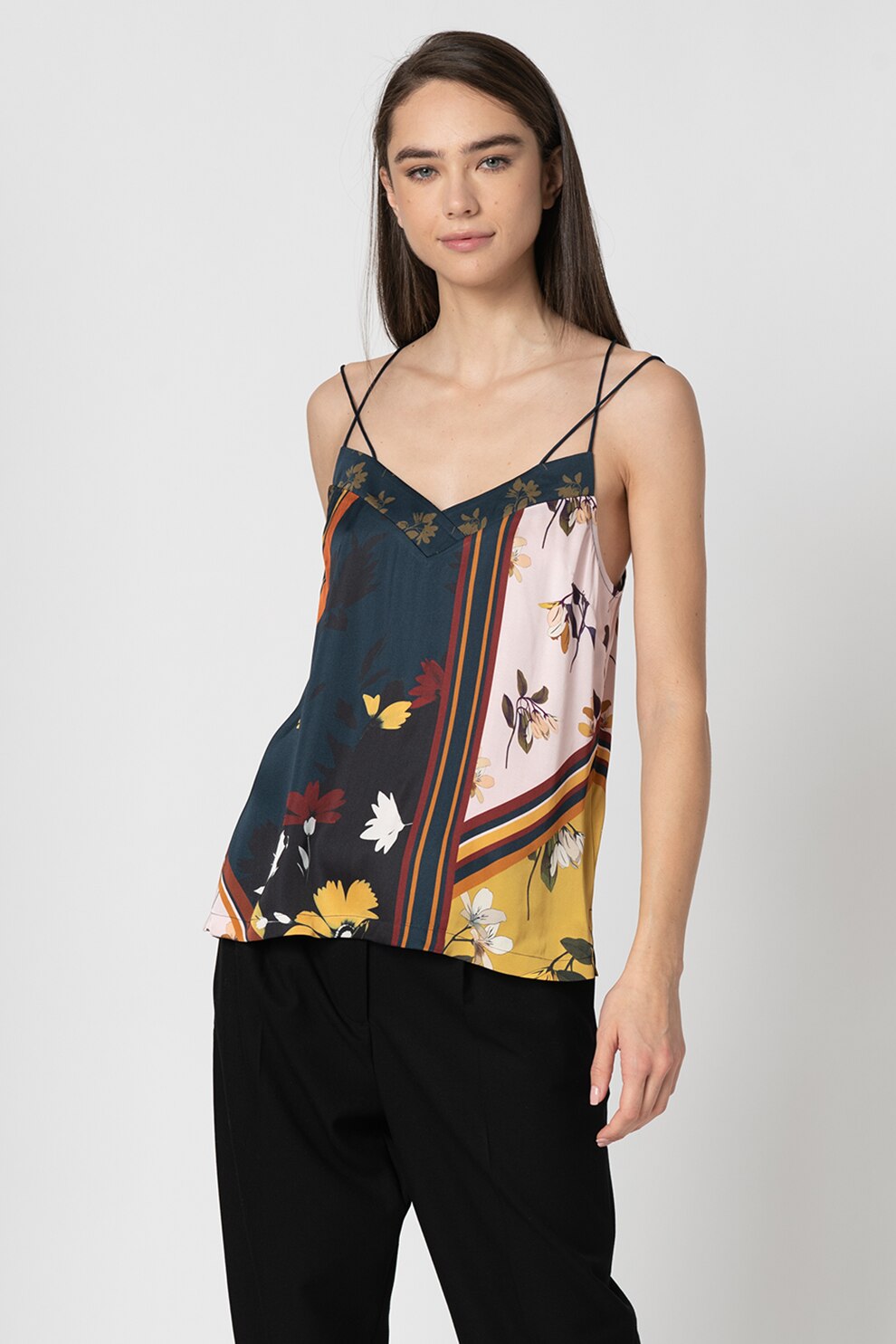 Ted Baker, Top cu decolteu in V si imprimeu floral Iyris, Multicolora, L
