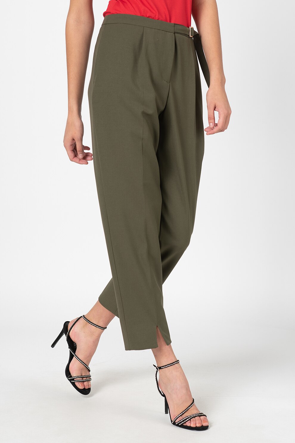 Ted Baker, Pantaloni crop cu croiala conica Starme, Kaki