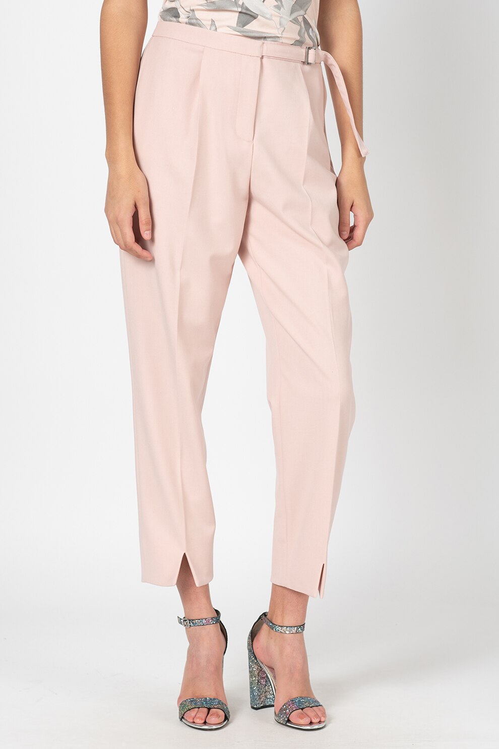 Ted Baker, Pantaloni crop cu croiala conica Starme, Roz