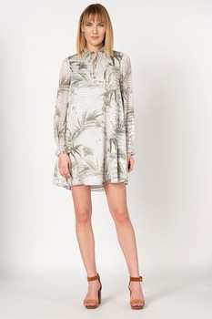 Ted Baker, Rochie lejera cu imprimeu tropical Glimmah, Gri deschis/Verde Ted Baker, Rochie lejera cu imprimeu tropical Glimmah, Gri deschis/Verde