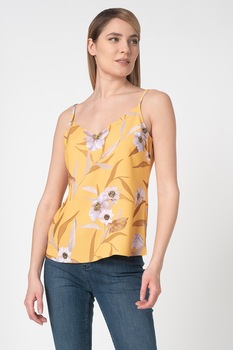 Ted Baker, Top cu model floral si terminatii valurite Cydd, Galben mustar, L Ted Baker, Top cu model floral si terminatii valurite Cydd, Galben mustar, L