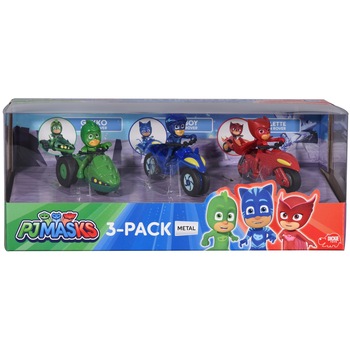 Set 3 figurine Eroi in pijama, cu motociclete Set 3 figurine Eroi in pijama, cu motociclete