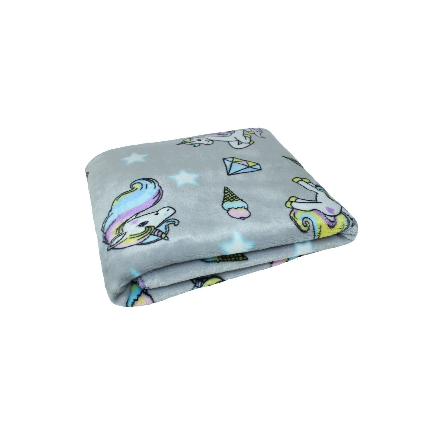Paturica plus, gri cu unicorni, 80x90cm
