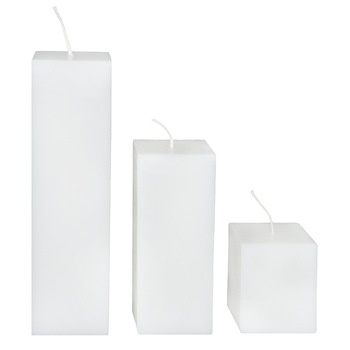 Set 3 Lumanari albe Patrate H21 H14 H7cm Set 3 Lumanari albe Patrate H21 H14 H7cm