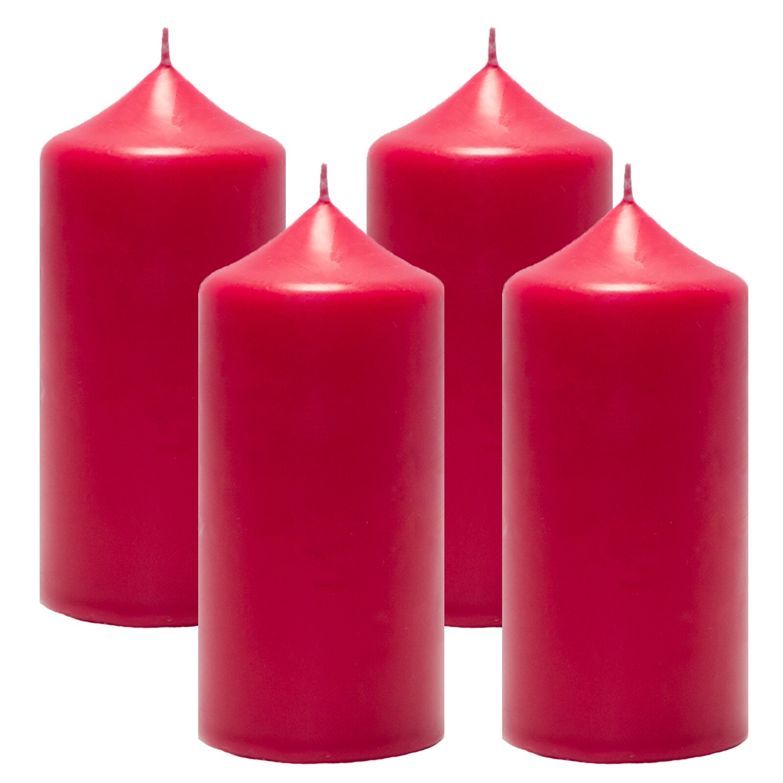 Set 4 Lumanari Rosii cilindru 13cm