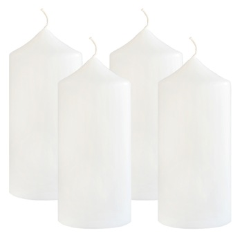 Set 4 Lumanari Albe cilindru H10cm D6cm Set 4 Lumanari Albe cilindru H10cm D6cm