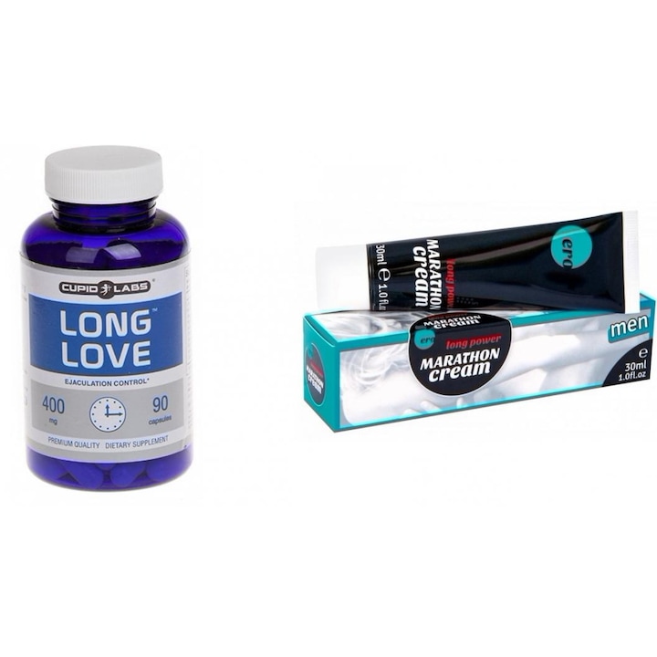 Pachet Pastile Ejaculare Precoce Long Love 90buc + Penis Marathon Long Power Creme 30ml