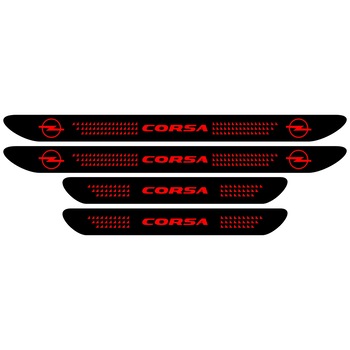 Set stickere praguri Opel Corsa, negru - rosu, sticker decorativ Set stickere praguri Opel Corsa, negru - rosu, sticker decorativ