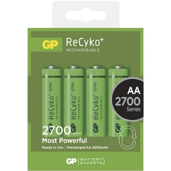Set 4 acumulatori GP NiMH Recyko+, tip AA, 2700 mAh Set 4 acumulatori GP NiMH Recyko+, tip AA, 2700 mAh