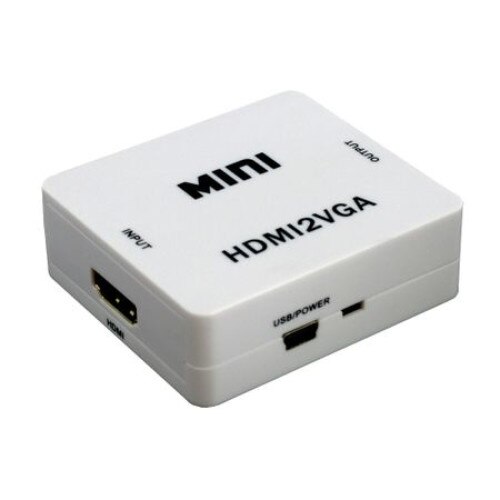 Adaptor mini convertor HDMI la VGA Full HD 1080p video si audio stereo, alb